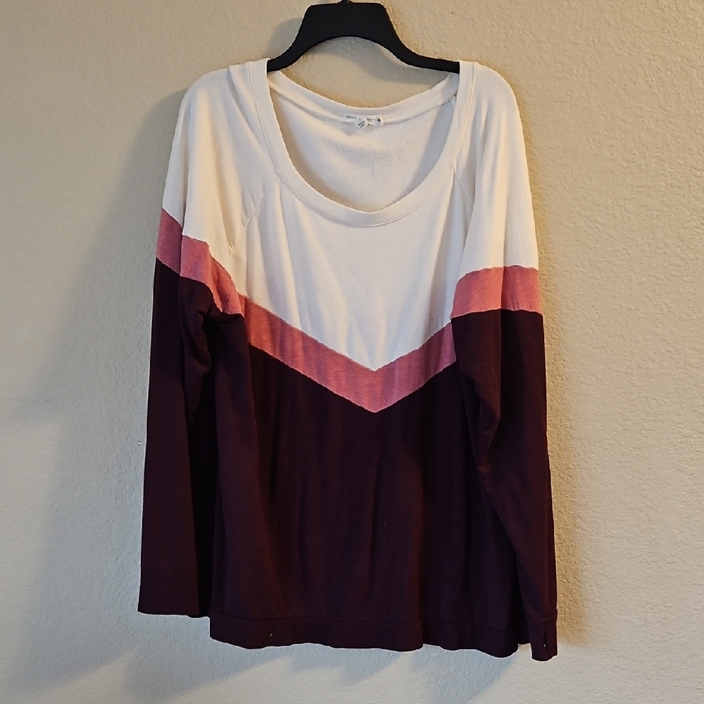 Threads 4 Thought Burgundy and Pink‎ Long Sleeve Top XXL